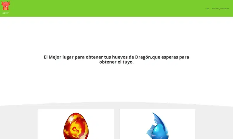 Captura de la tienda E-Shopp Draco